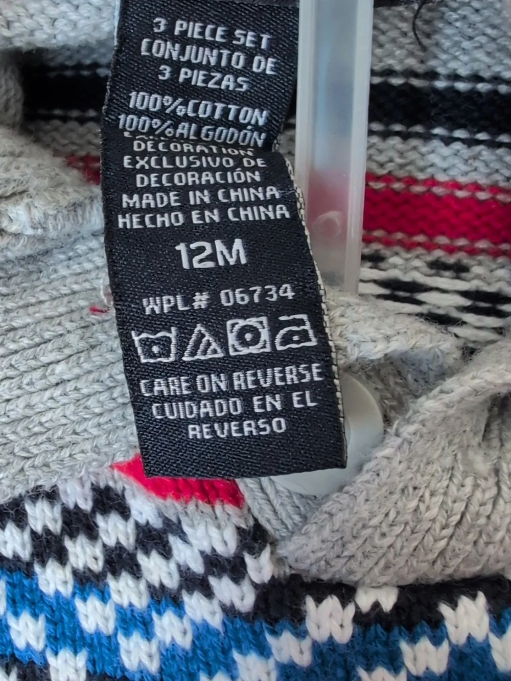 Nautica Gray Striped Fair Isle Shawl-Collar Sweater And Jean Set 12 Months